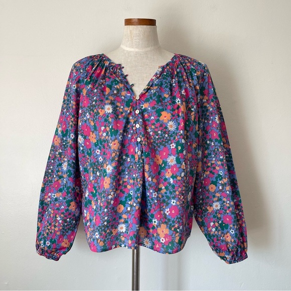 Rails pink Leilani floral cotton blouse top size Medium preowned - Picture 1 of 7